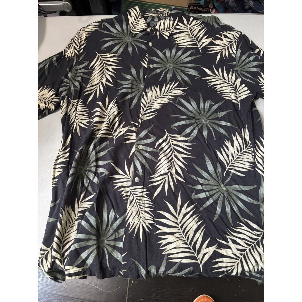 Van Heusen Rayon Leaf Print Button Up Shirt Size L